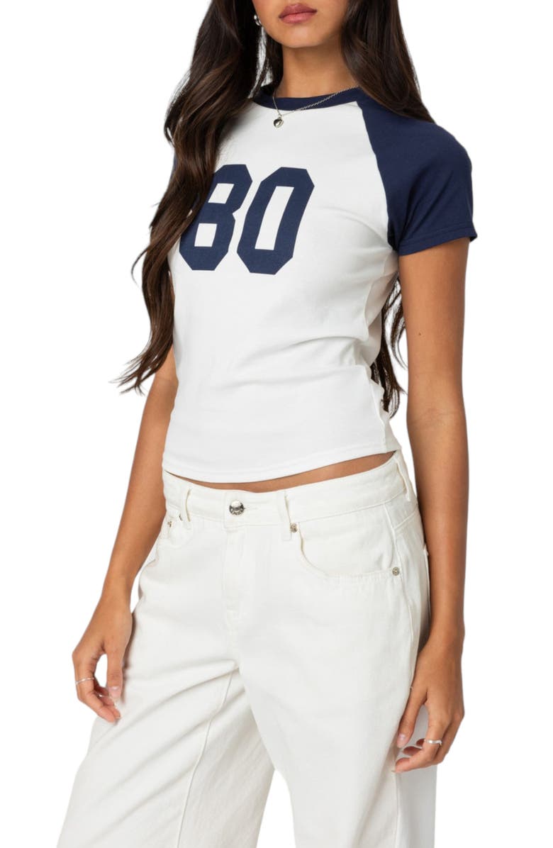 EDIKTED '80s Colorblock Cotton Graphic T-Shirt, Alternate, color, White