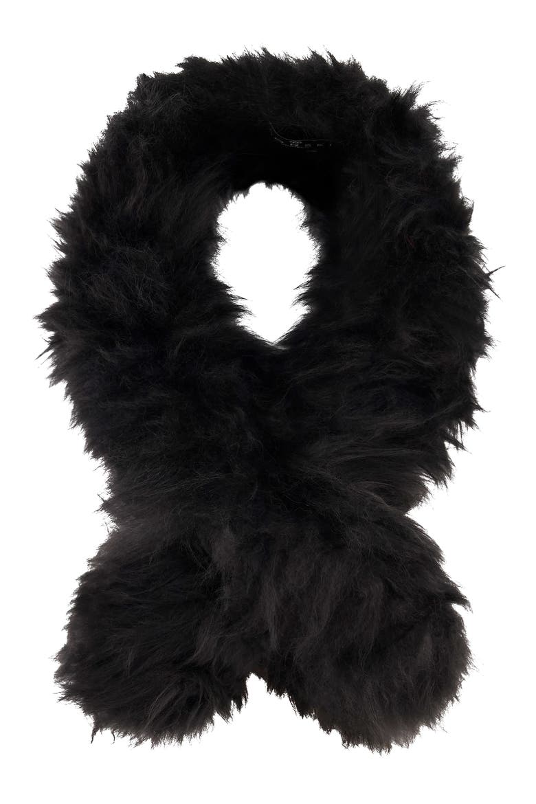 Knit Genuine Shearling Pull-Through Scarf, Alternate, color, BLACK