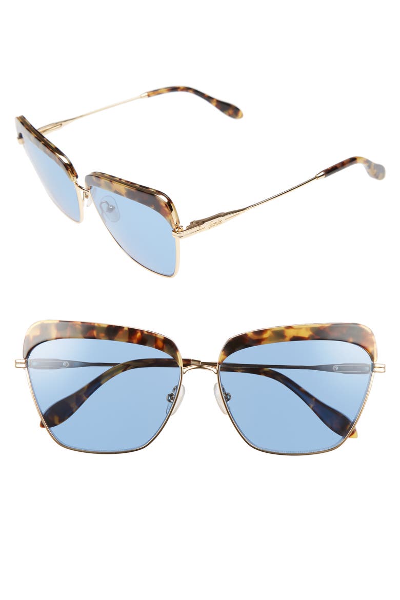 Highland 61mm Square Sunglasses, Main, color, BLUE TINT/ BROWN TORTOISE