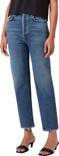 '90s Pinch Waist High Waist Crop Straight Leg Jeans