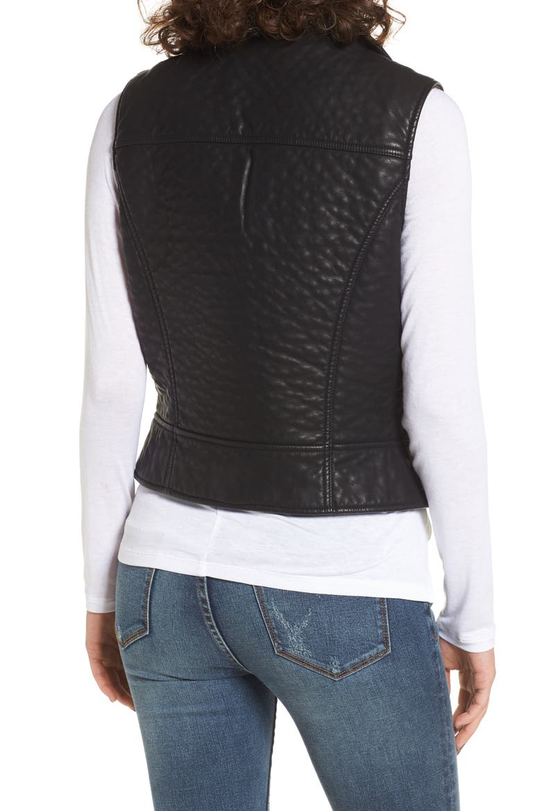 Andrew Marc Billie Faux Leather Vest, Alternate, color, BLACK