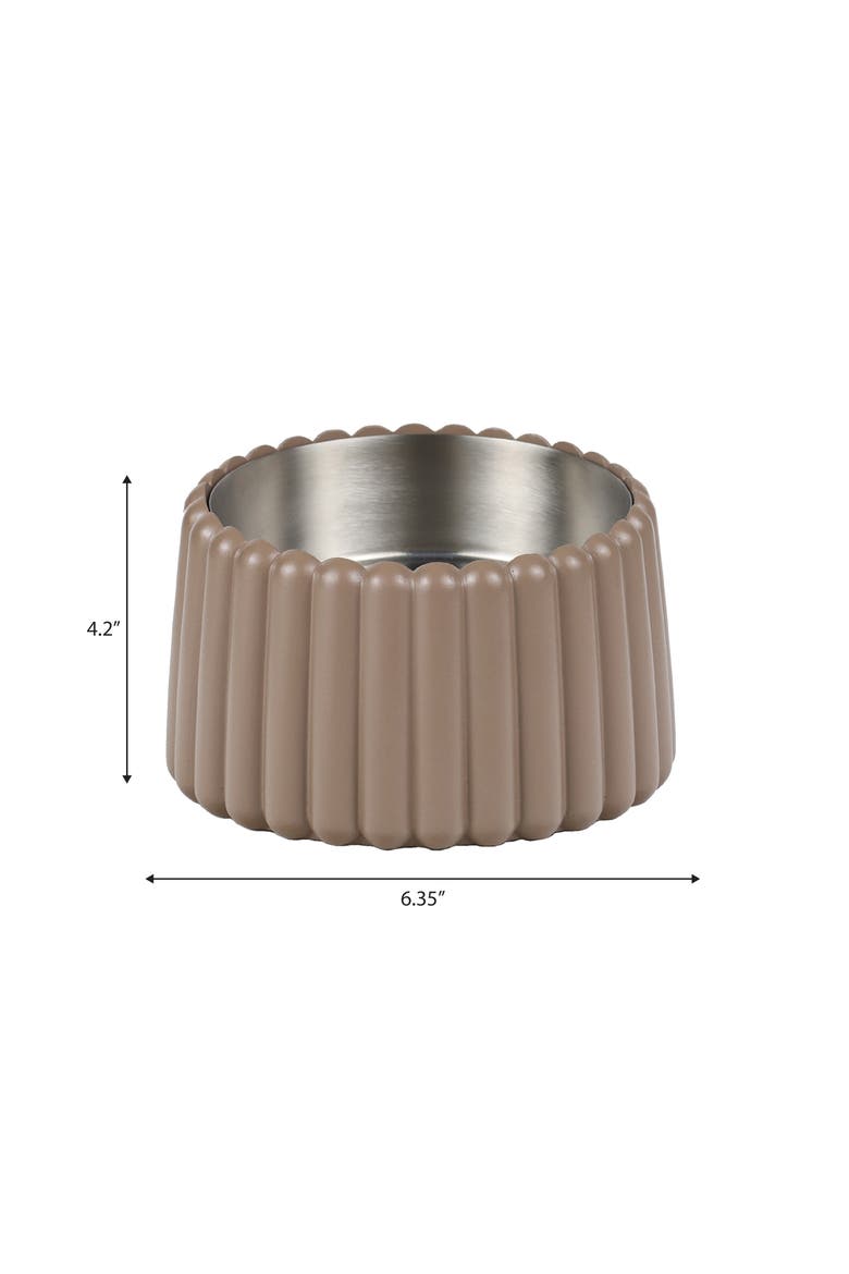 Ripple Ridge Slanted Concrete and Stainless Steel Bowl Pet Feeder, Alternate, color, Brown