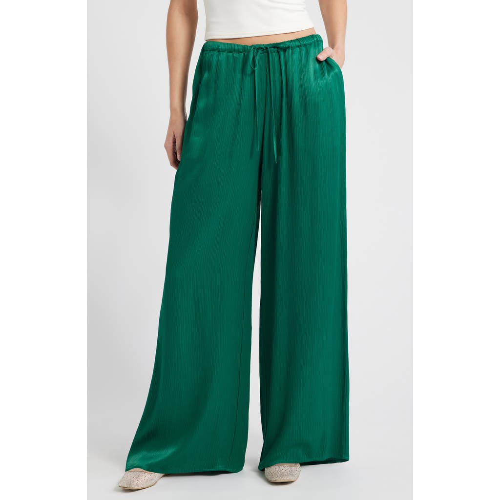 Nation Ltd Kali Plissé Wide Leg Drawstring Pants In Forest