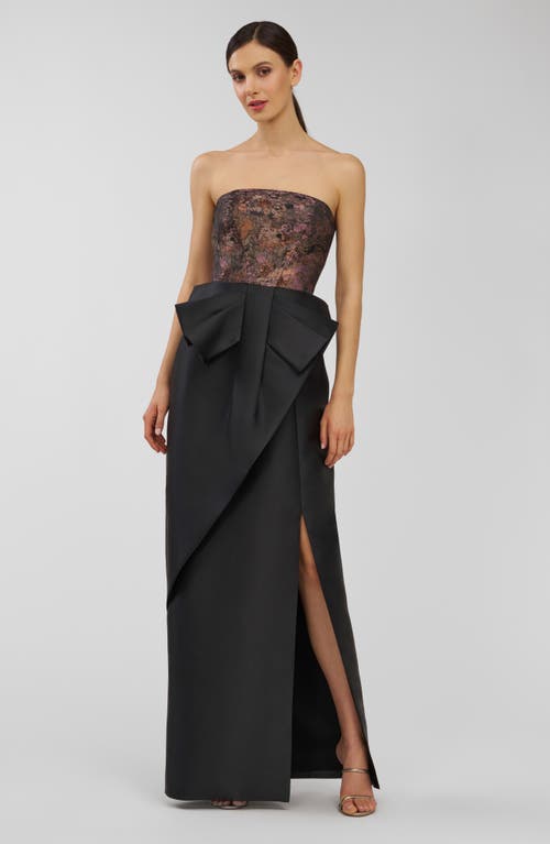 Kay Unger Vanessa Strapless Column Gown In Multi