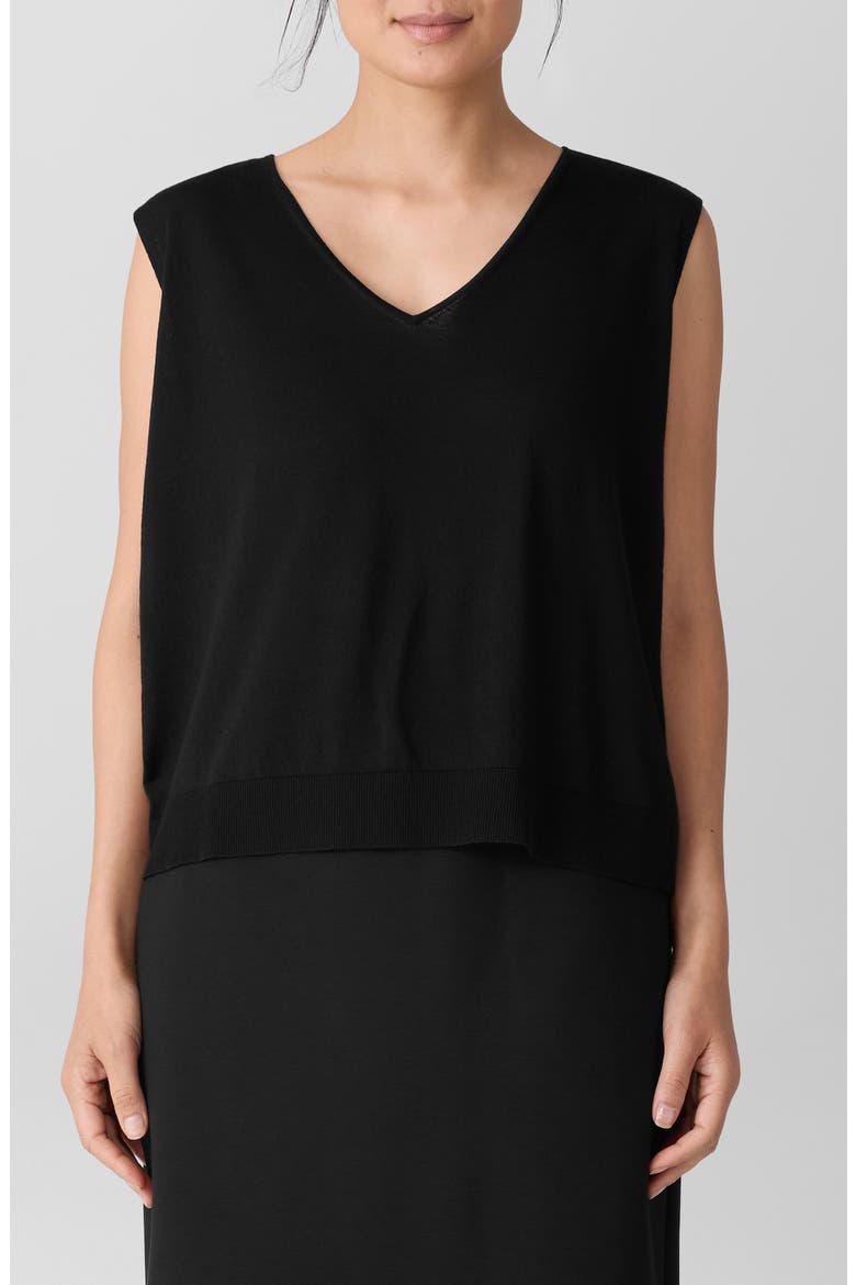 V-Neck Wool Sweater Vest, Main, color, BLACK