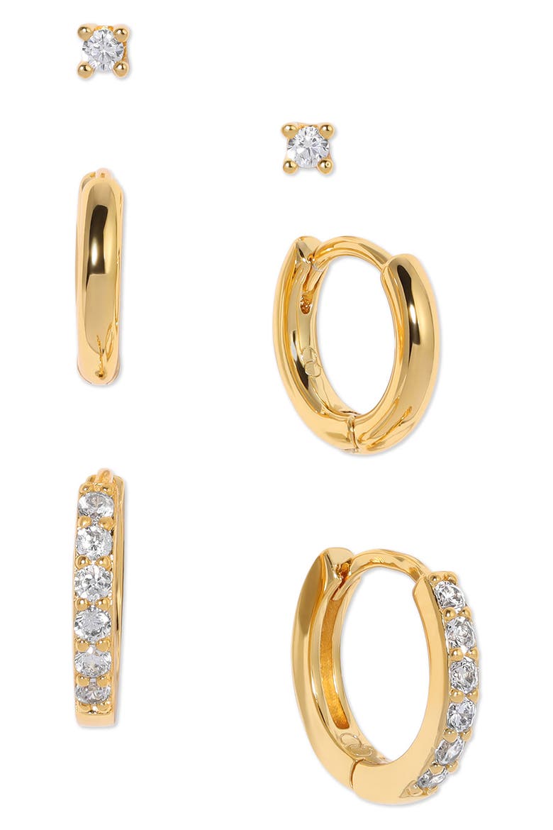 Essentials Set of 3 Earrings, Main, color, GOLD