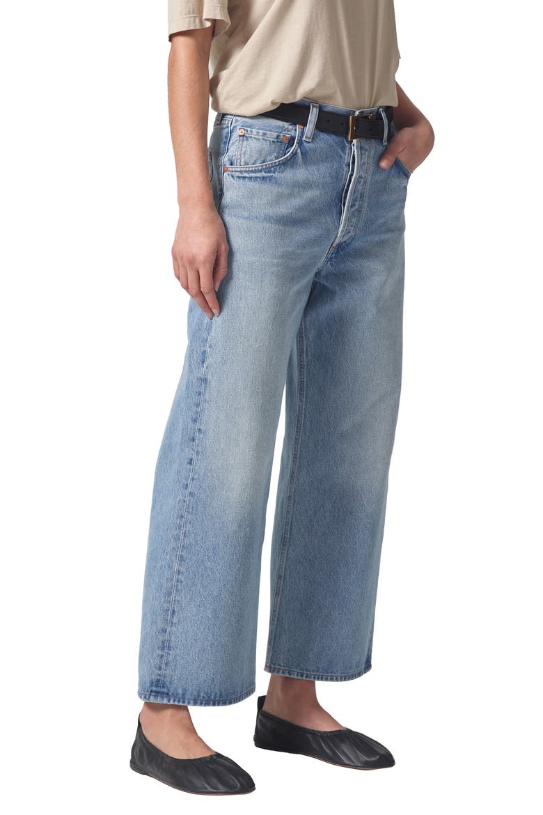 Gaucho High Waist Crop Wide Leg Jeans, Alternate, color, MISTY