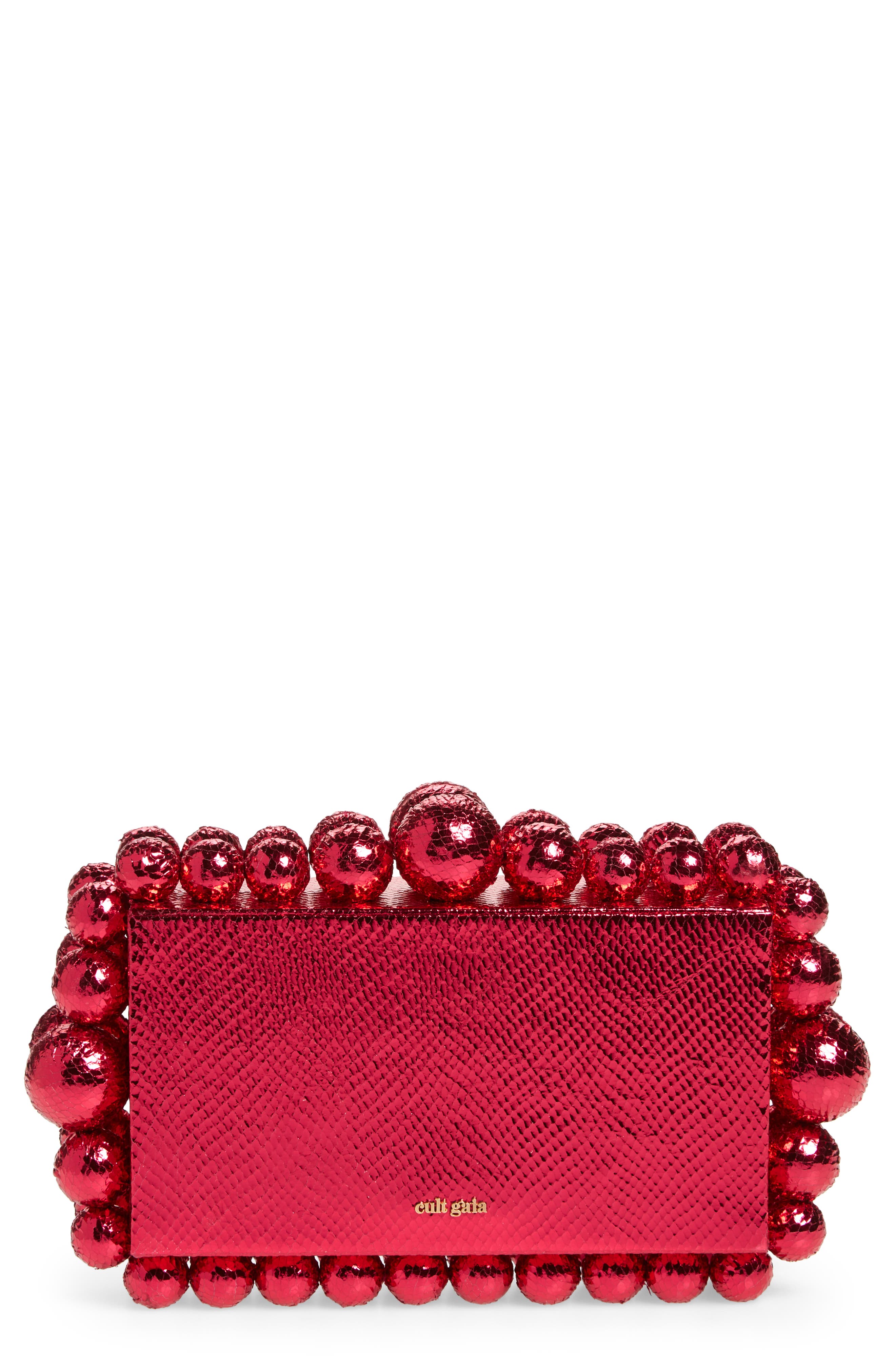 Cult Gaia Eos Beaded Leather Box Clutch, Main, color, 