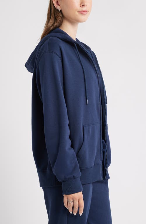 Bp. Relaxed Cotton Blend Zip Hoodie In Blue