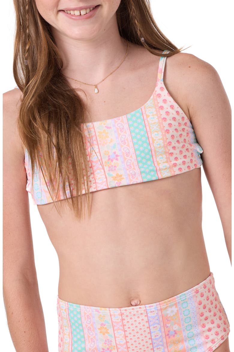 Kids' Bali Floral Reversible Two-Piece Swimsuit, Alternate, color, TAPIOCA