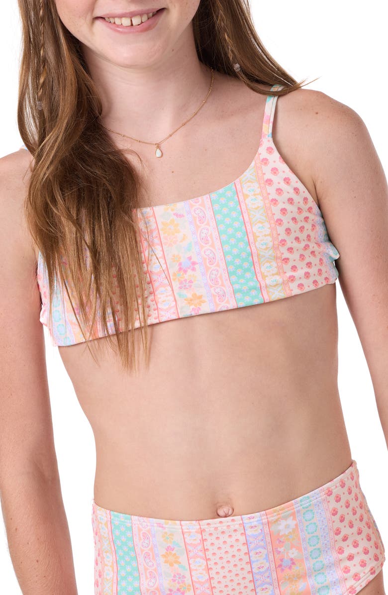 O'Neill Kids' Bali Floral Reversible Two-Piece Swimsuit, Alternate, color, Tapioca