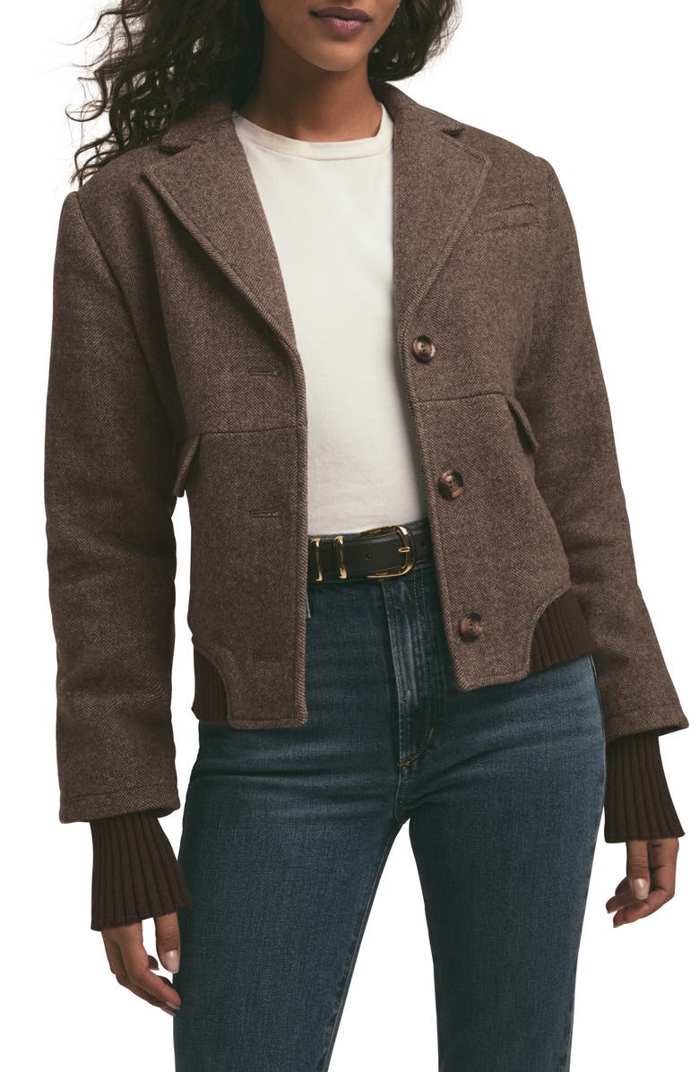 Favorite Daughter The City Herringbone Bomber Jacket, Main, color, 