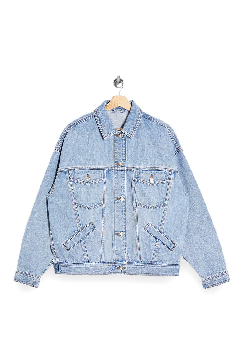 Oversize Denim Jacket, Alternate, color, MID DENIM