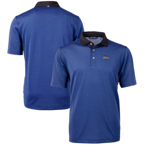 Men's Cutter & Buck  Royal/Black Tulsa Golden Hurricane Big & Tall Virtue Eco Pique Micro Stripe Recycled Polo