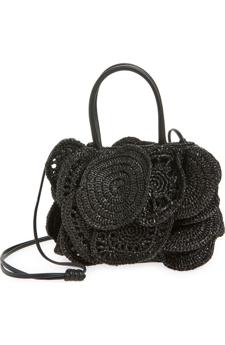 FARM Rio Raffia Flower Bag, Main, color, Black