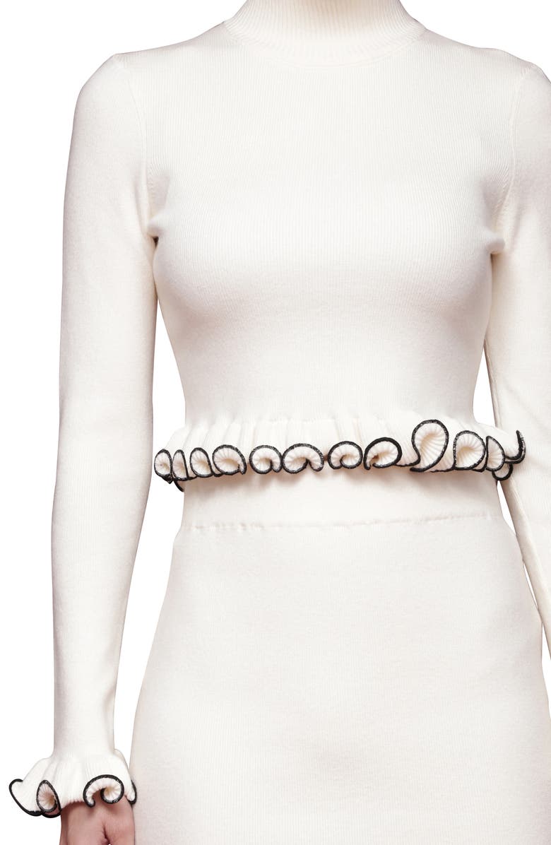 Avec Les Filles Ruffle Trim Mock Neck Sweater, Alternate, color, Cream