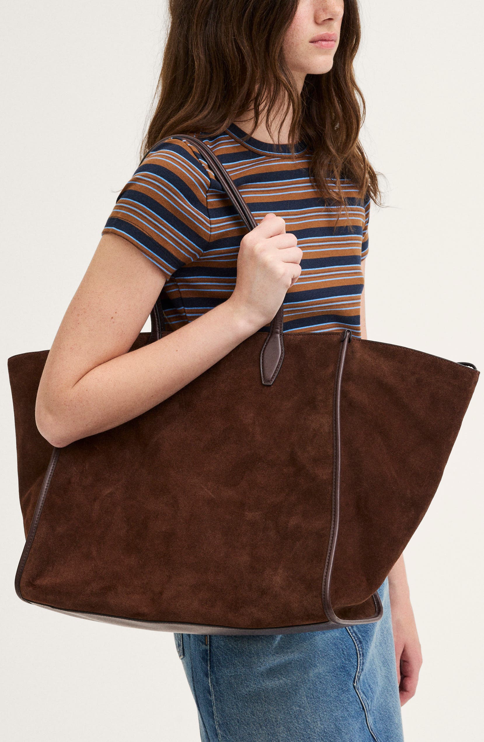 The Lexington Overnighter Suede Zip Tote, Alternate, color, RICH BROWN MULTI
