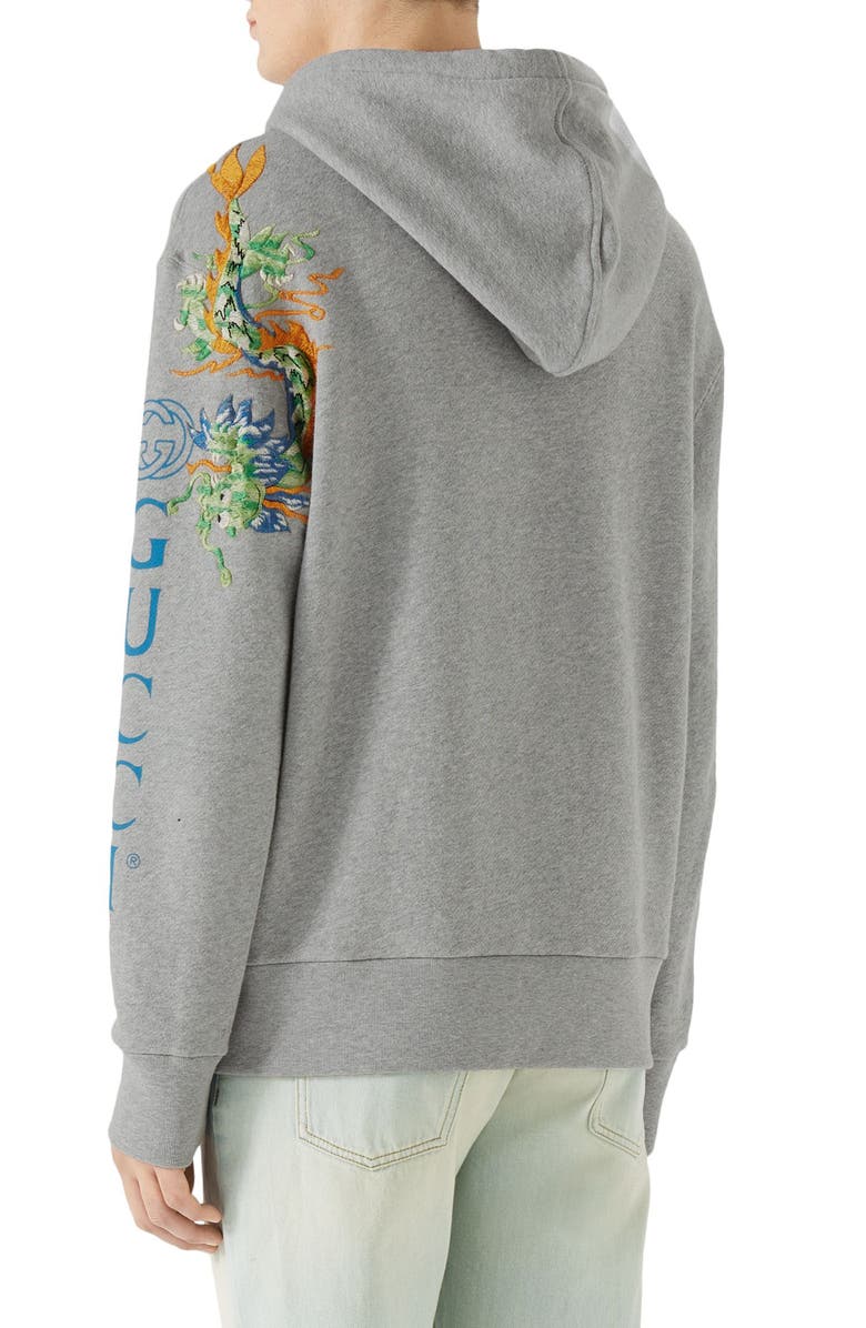 Gucci Vintage Logo Embroidered Pullover Hoodie, Alternate, color,