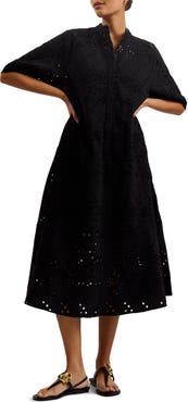 Ted Baker London Nikaia Cotton Eyelet Shirtdress