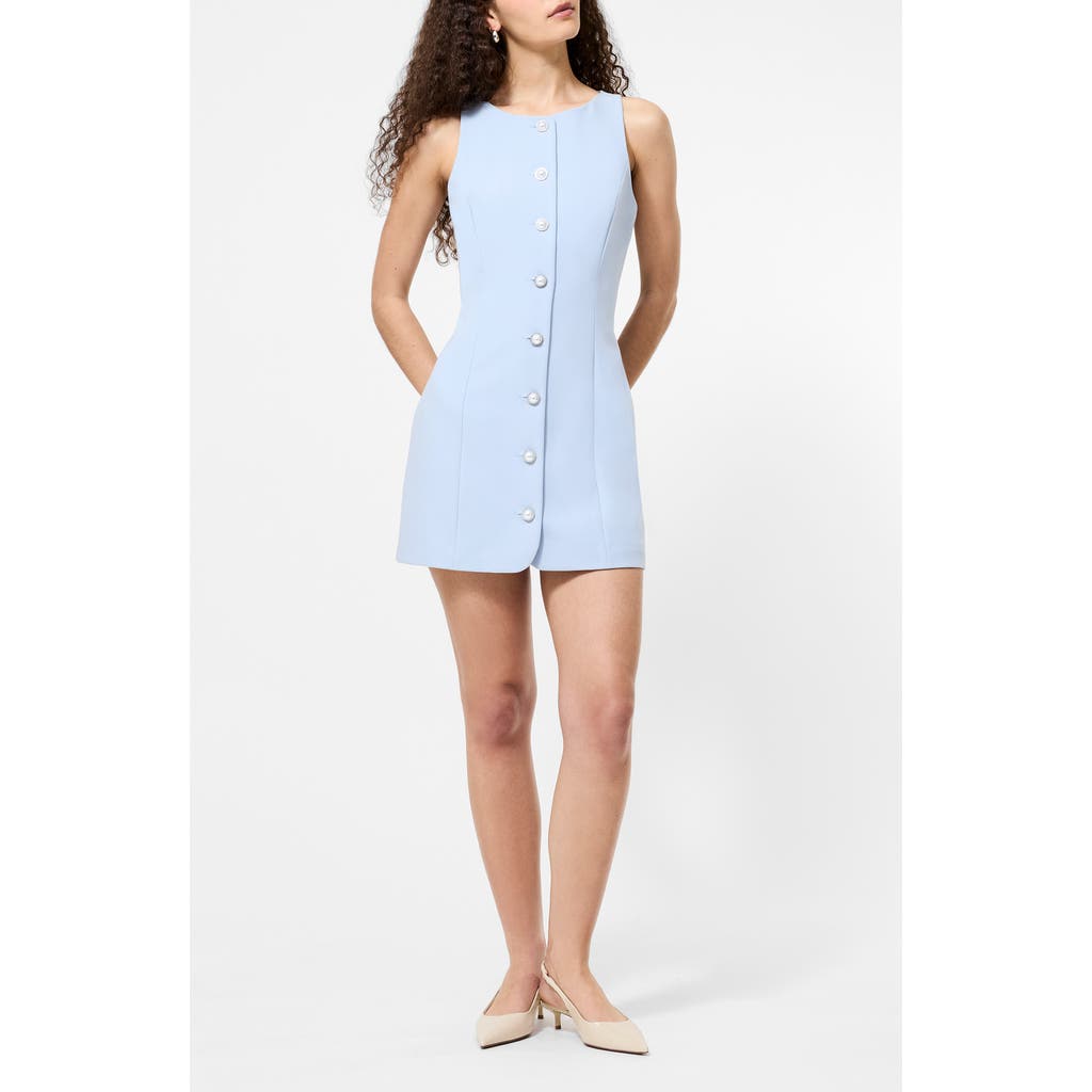 French Connection Azra Twill Button Front Dress In Blue