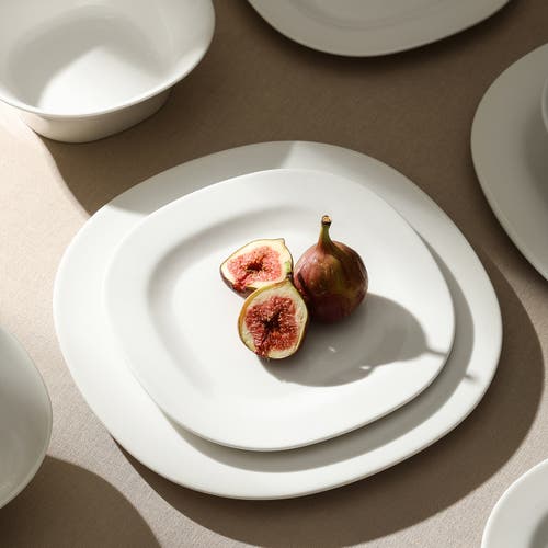 Stone Lain Quadro Porcelain 4-piece Dinner Plate Set In White