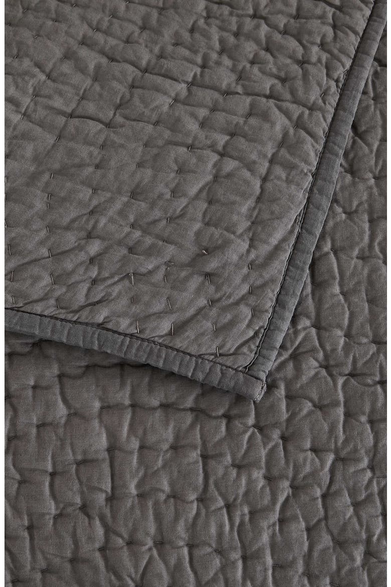 Voile Solid Cotton Quilt & Sham Set, Alternate, color, CHARCOAL