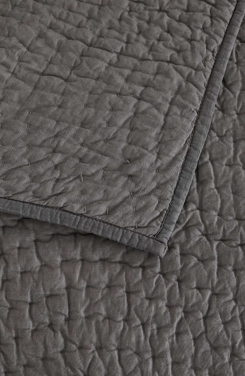 Melange Home Voile Solid Cotton Quilt & Sham Set In Charcoal