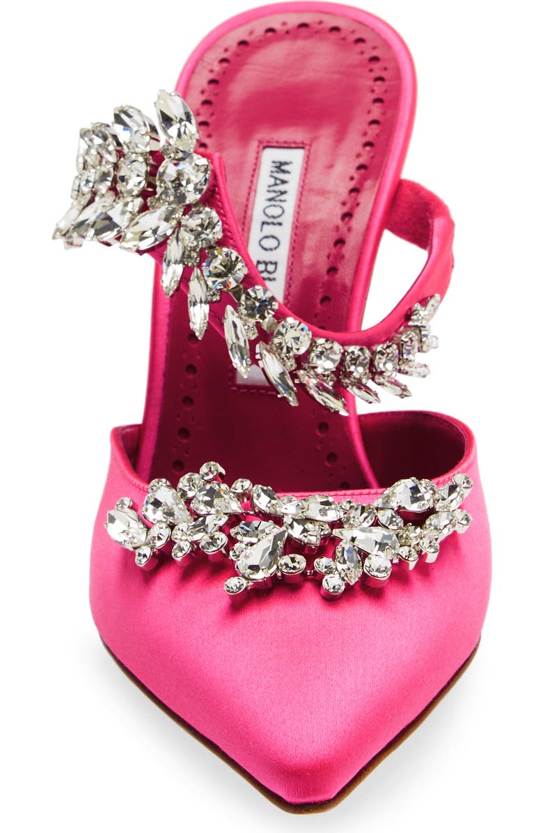 Manolo Blahnik Lurum Crystal Leaf Pointed Toe Mule, Alternate, color,