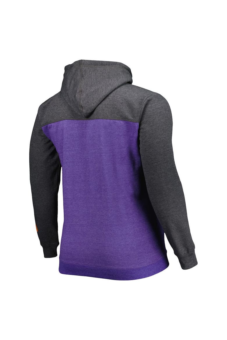 Men's Fanatics Branded Purple/Heathered Black Phoenix Suns Big & Tall Down and Distance Full-Zip Hoodie, Alternate, color, Purple