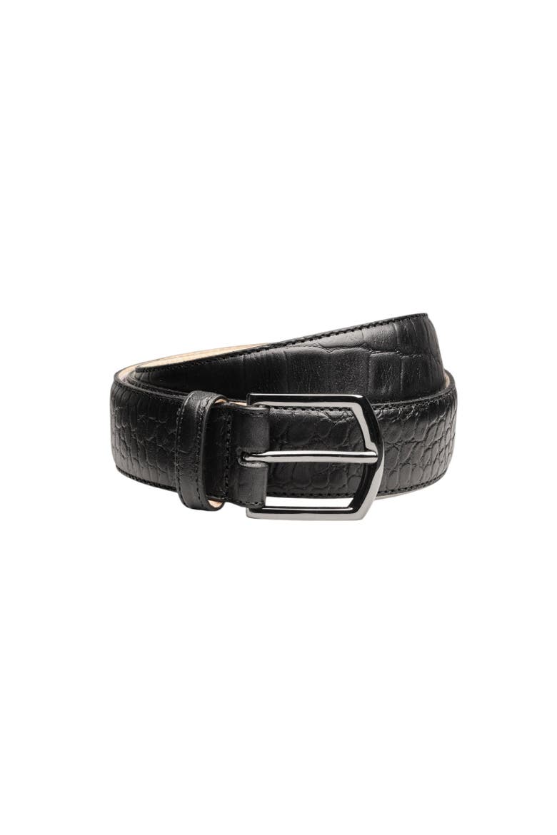 Embossed Leather Belt, Main, color, Black
