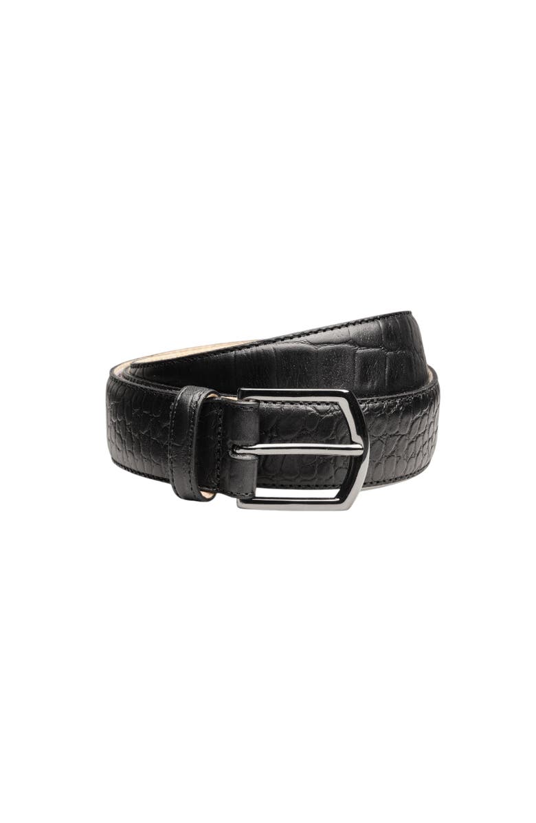 Charles Tyrwhitt Embossed Leather Belt, Main, color, Black