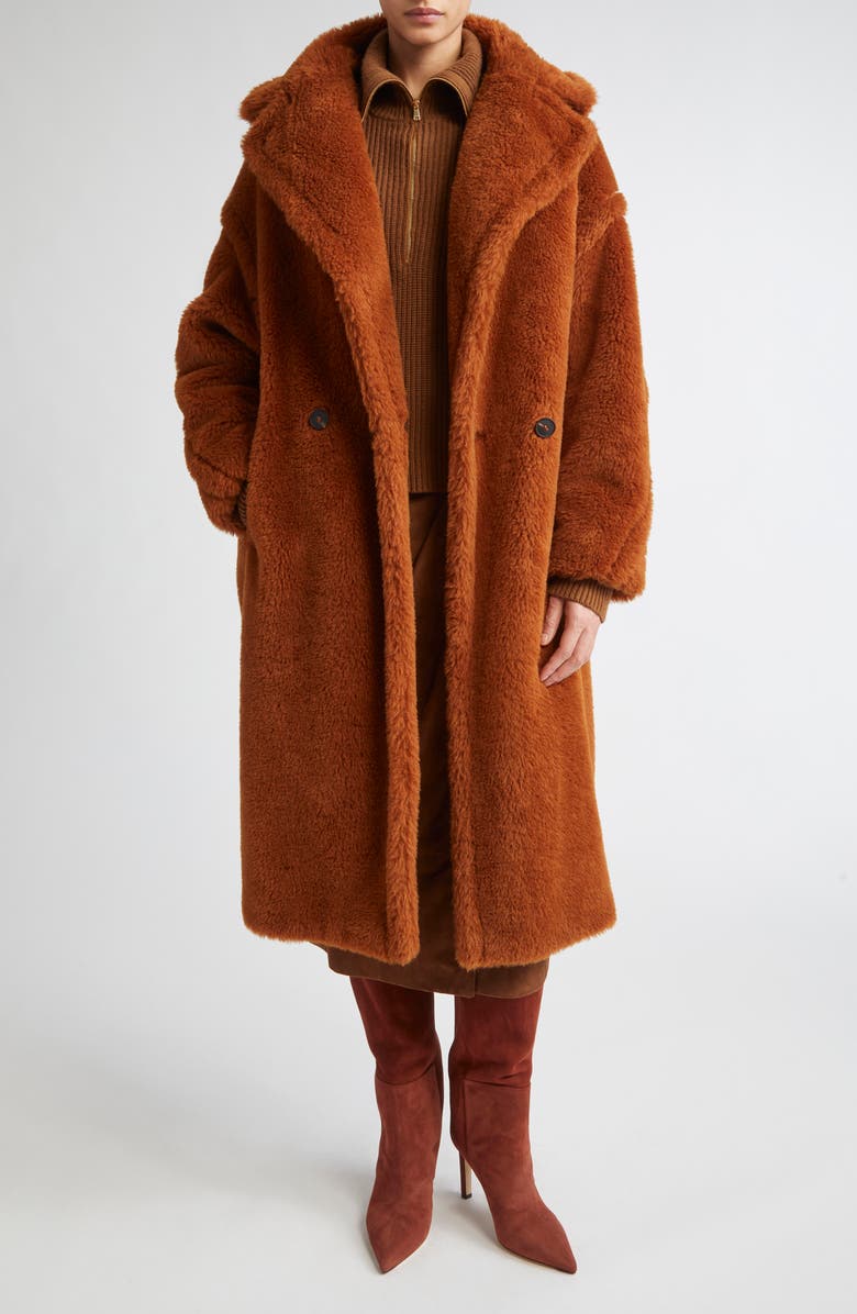 Max Mara Tedgirl Oversize Double Breasted Alpaca Blend Coat, Main, color, Brown Bronze