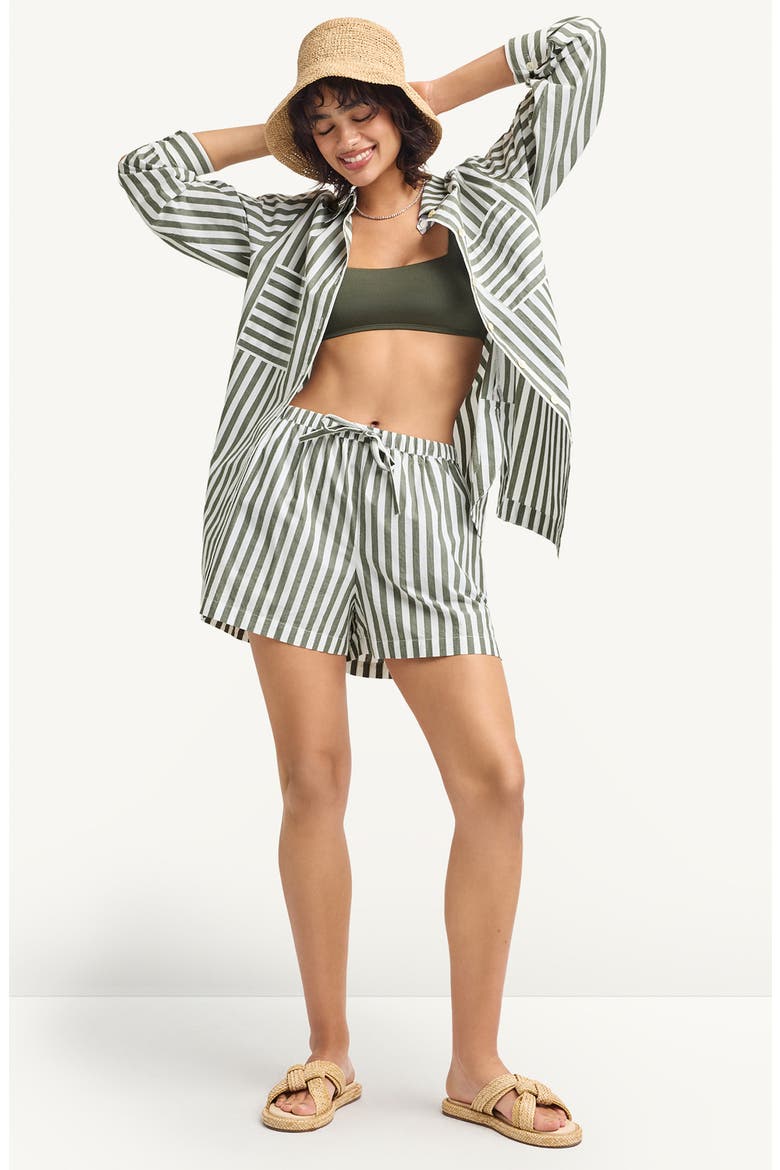 Nadia Stripe Oversize Organic Cotton Cover-Up Shirt, Alternate, color, OLE