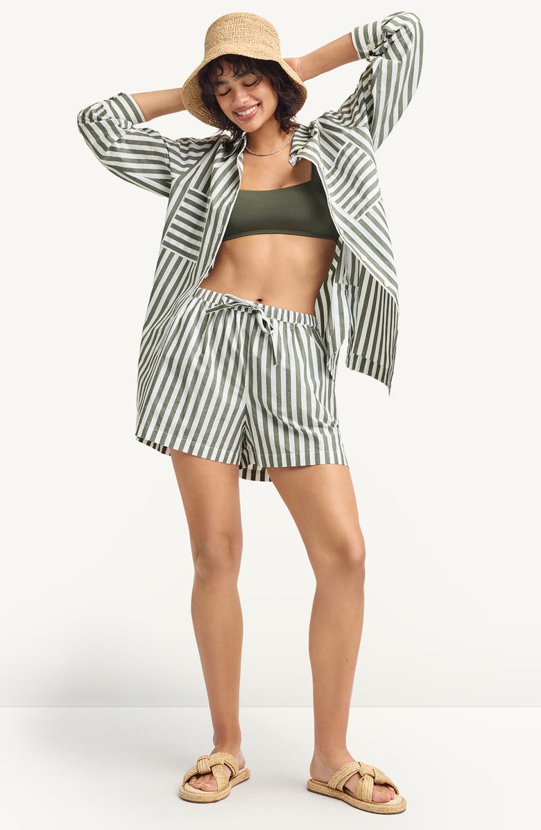 Vitamin A<sup>®</sup> Nadia Stripe Oversize Organic Cotton Cover-Up Shirt, Alternate, color, Ole