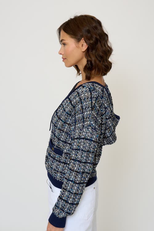 Central Park West Dylan Tweed Sweater Shrunken Jacket In Blue