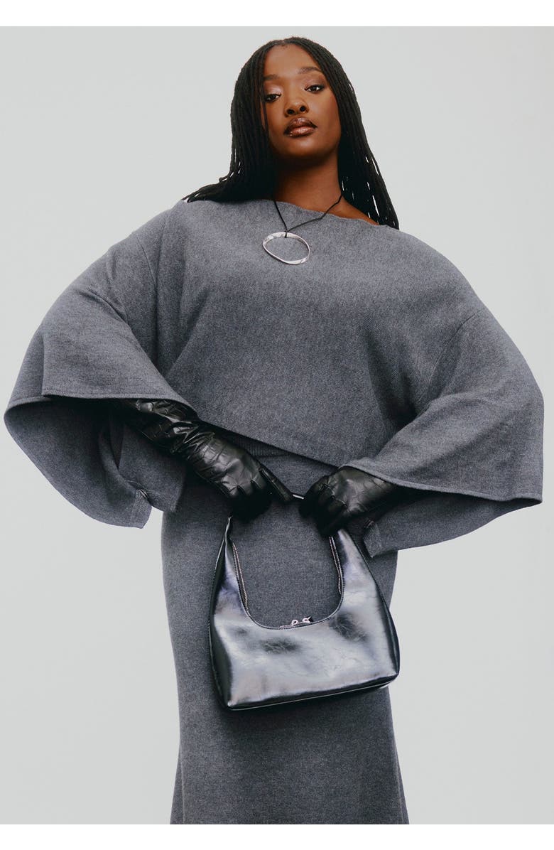 ELOQUII Draped Cropped Sweater, Main, color, Dark Heather Grey