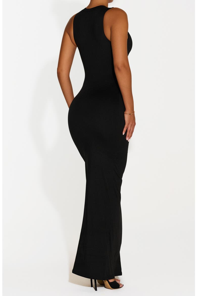Bare Crewneck Maxi Dress, Alternate, color, BLACK