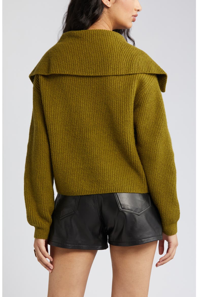 Rib Half Zip Sweater, Alternate, color, OLIVE AVOCADO