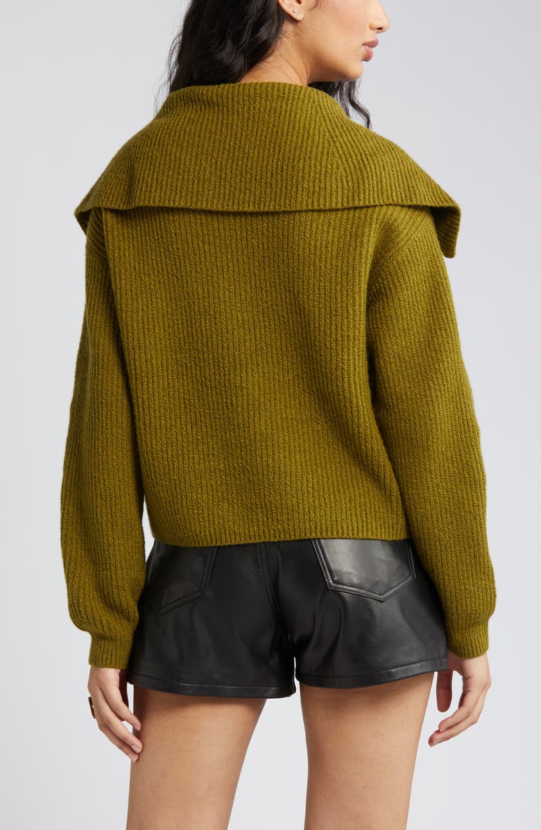 Open Edit Rib Half Zip Sweater, Alternate, color, Olive Avocado
