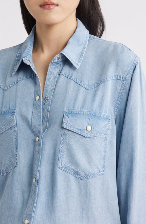 Rails Remi Chambray Snap Front Western Shirt In Blue