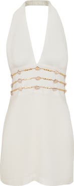 ViX Paula Hermanny Grace Beaded Linen & Cotton Cover-Up Mini Sundress