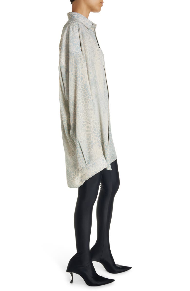 Balenciaga Bleached Leopard Print Cocoon Shirt, Alternate, color, 