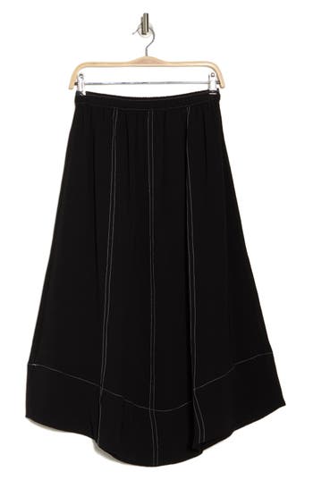 Adrianna Papell Topstitched A-line Skirt In Black