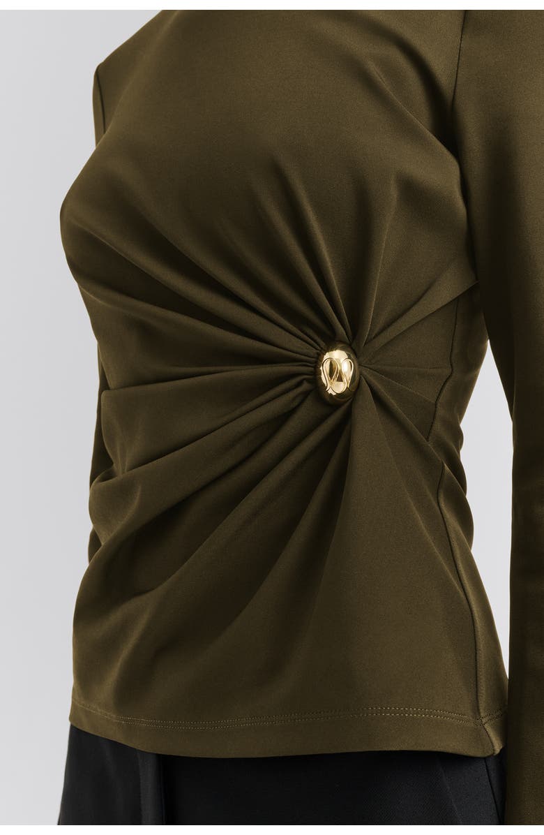 Malina Mailey  Jersey Brooch Long Sleeve Top, Alternate, color, Olive