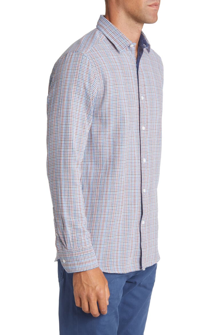 Men's Reversible Woven Button-Up Shirt, Alternate, color, BLUE MULTI CHECK
