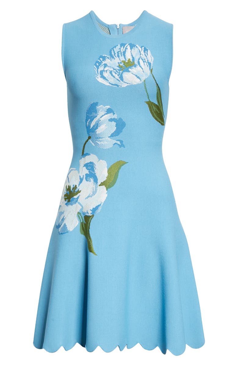 Lela Rose Sleeveless Floral Scallop Hem Fit & Flare Dress, Alternate, color, 
