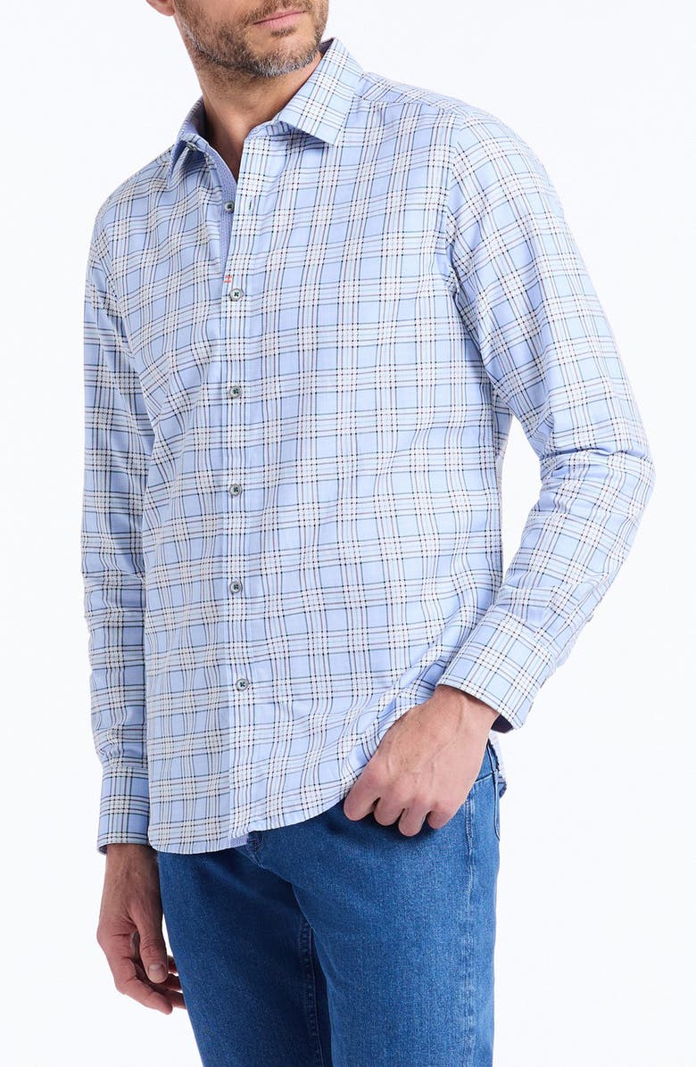 Robert Graham Portsoken Cotton Button-Up Shirt, Alternate, color, Light Blue