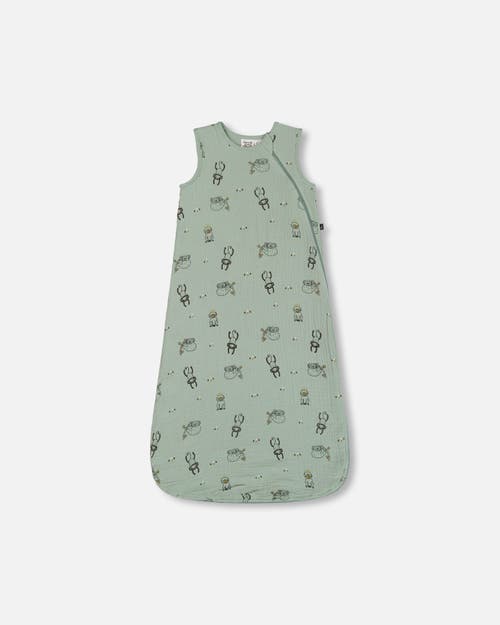 DEUX PAR DEUX DEUX PAR DEUX BABY BOY'S PRINTED MUSLIN SLEEP SACK SAGE MONKEY 