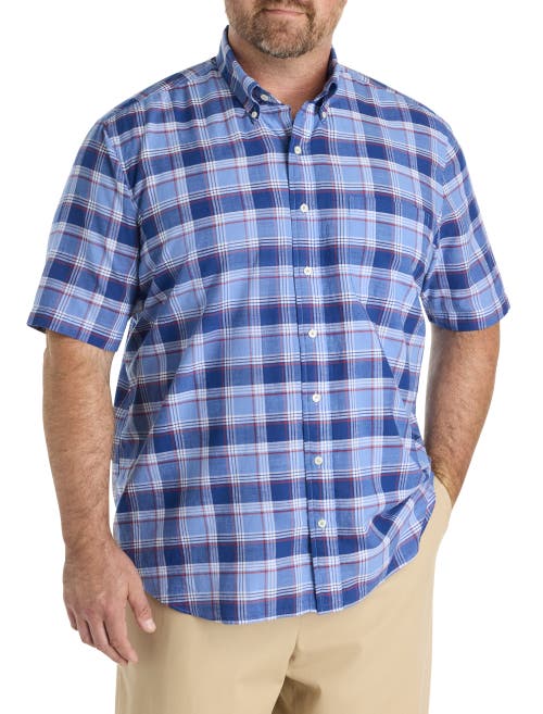 Brooks Brothers Big & Tall Non-iron Madras Plaid Sport Shirt In Blue