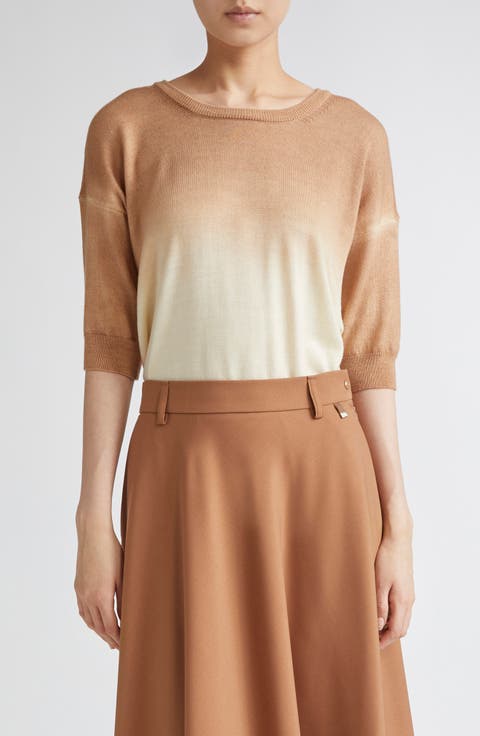 Ombré Elbow Sleeve Wool Sweater